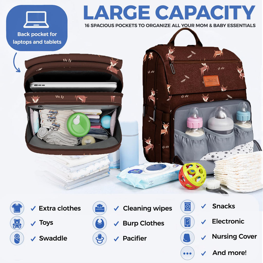 Baby Diaper Bag Backpack - Baby Bag for Girls & Boys, Large Waterproof Diaper Backpack - Baby Shower Gifts for Boys & Registry Must Haves - Travel Diaper Bags with Changing Pad - Newborn Stuff