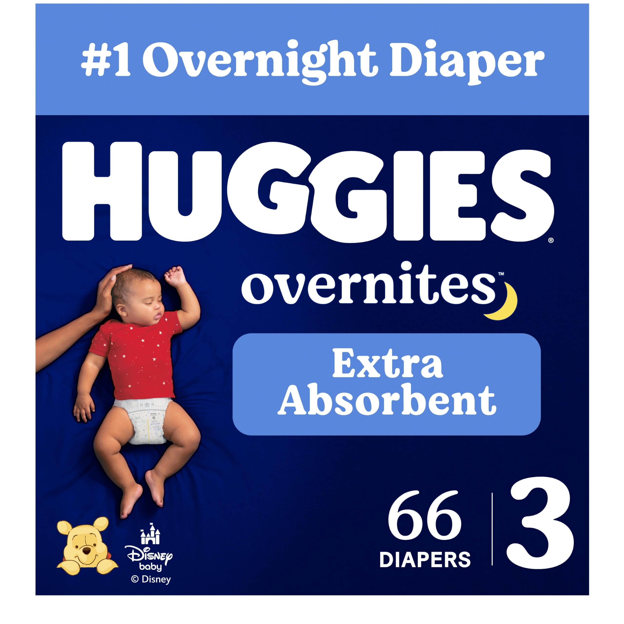 Huggies Overnites Diapers Size 3, 132 Count (2 Packs of 66)