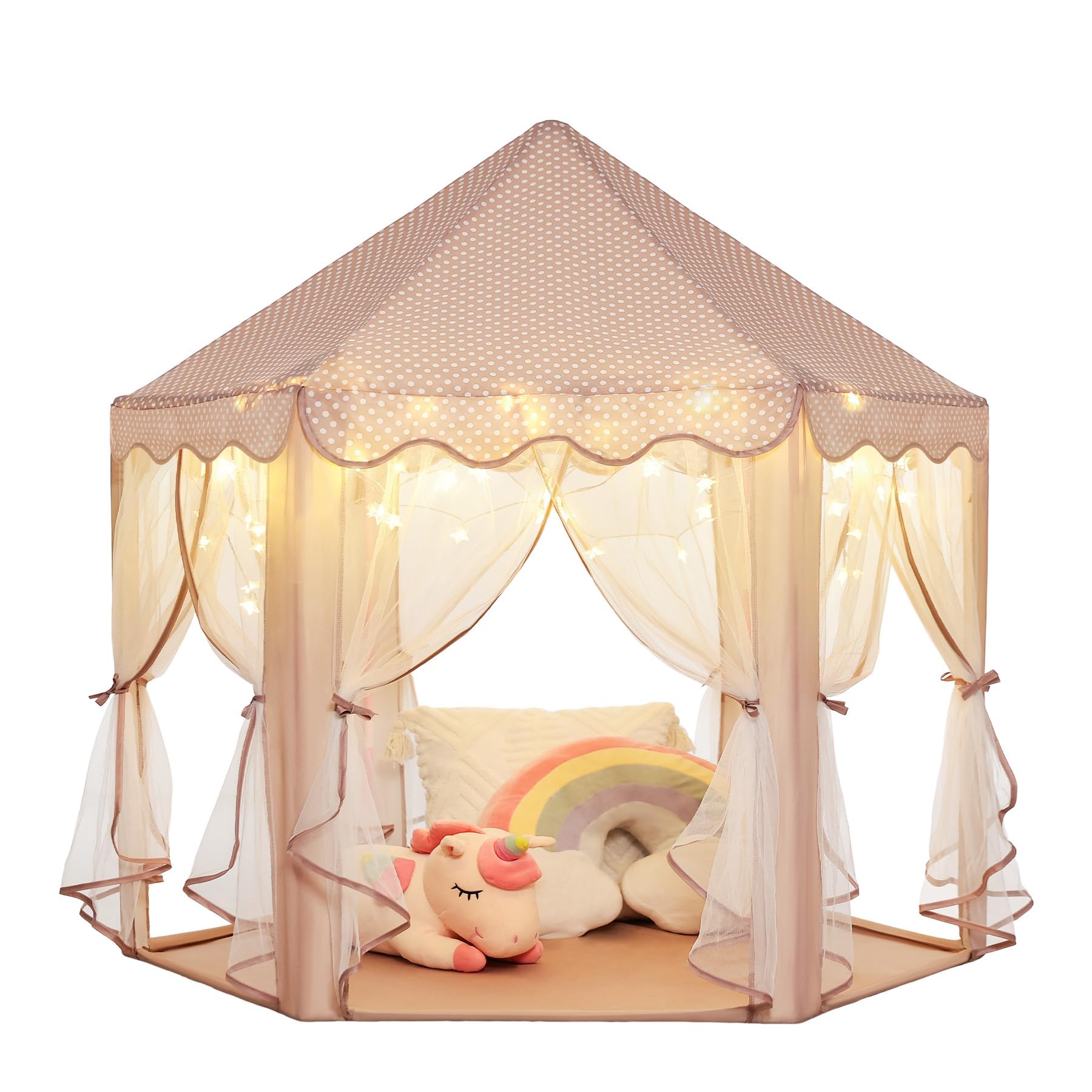 Princess Tent Girls Large Playhouse Kids Castle Play Tent with Star Lights Toy for Children Indoor and Outdoor Games, 55'' x 53'' (DxH)