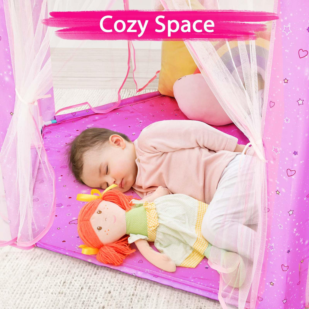 Princess Tent Girls Large Playhouse Kids Castle Play Tent with Star Lights Toy for Children Indoor and Outdoor Games, 55'' x 53'' (DxH)