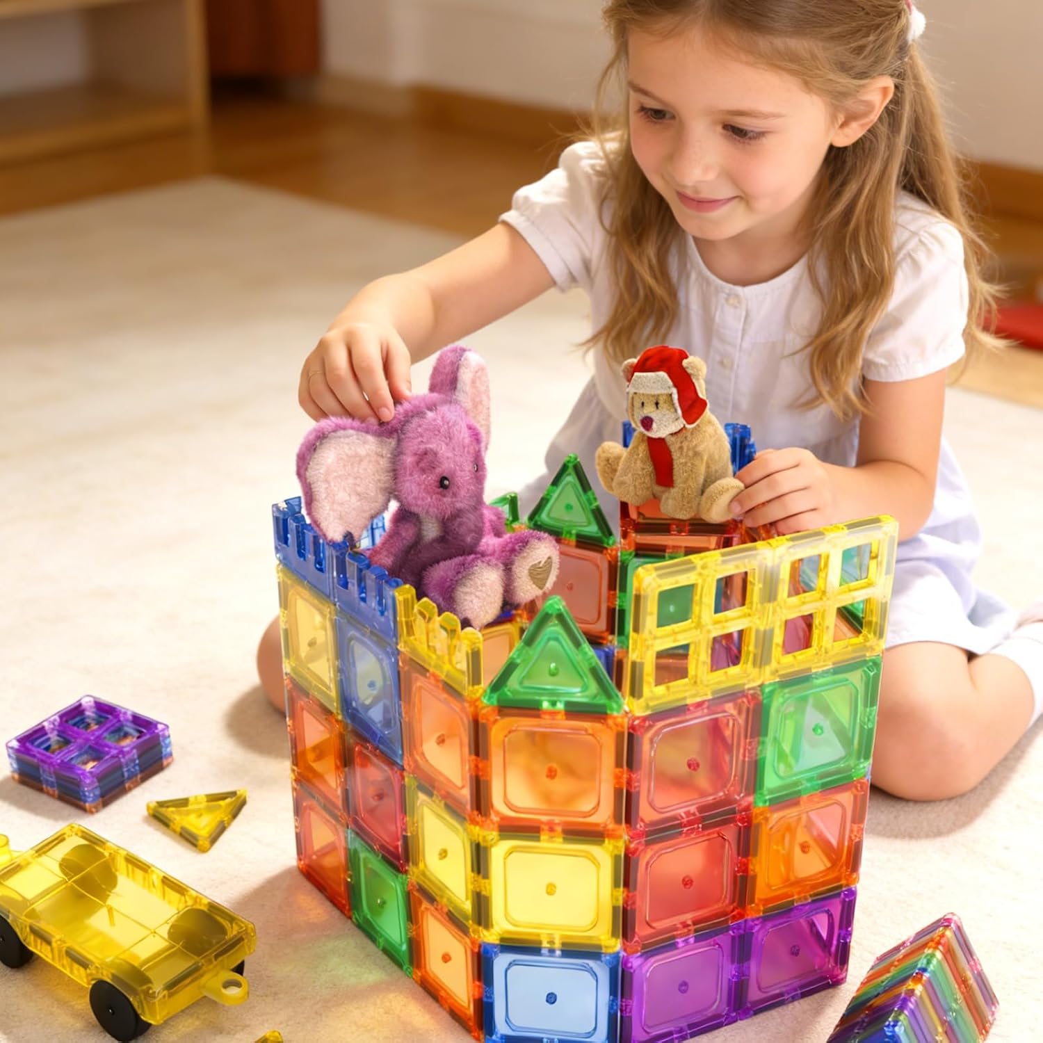 Coodoo Magnetic Tiles Kids Toys STEM Magnet Toy for Toddler Magnetic Blocks Building Preschool Learning Sensory Montessori Toys for 3+ Year Old Boys and Girls, Safe Creativity Toddler Kids Toy 40PCS