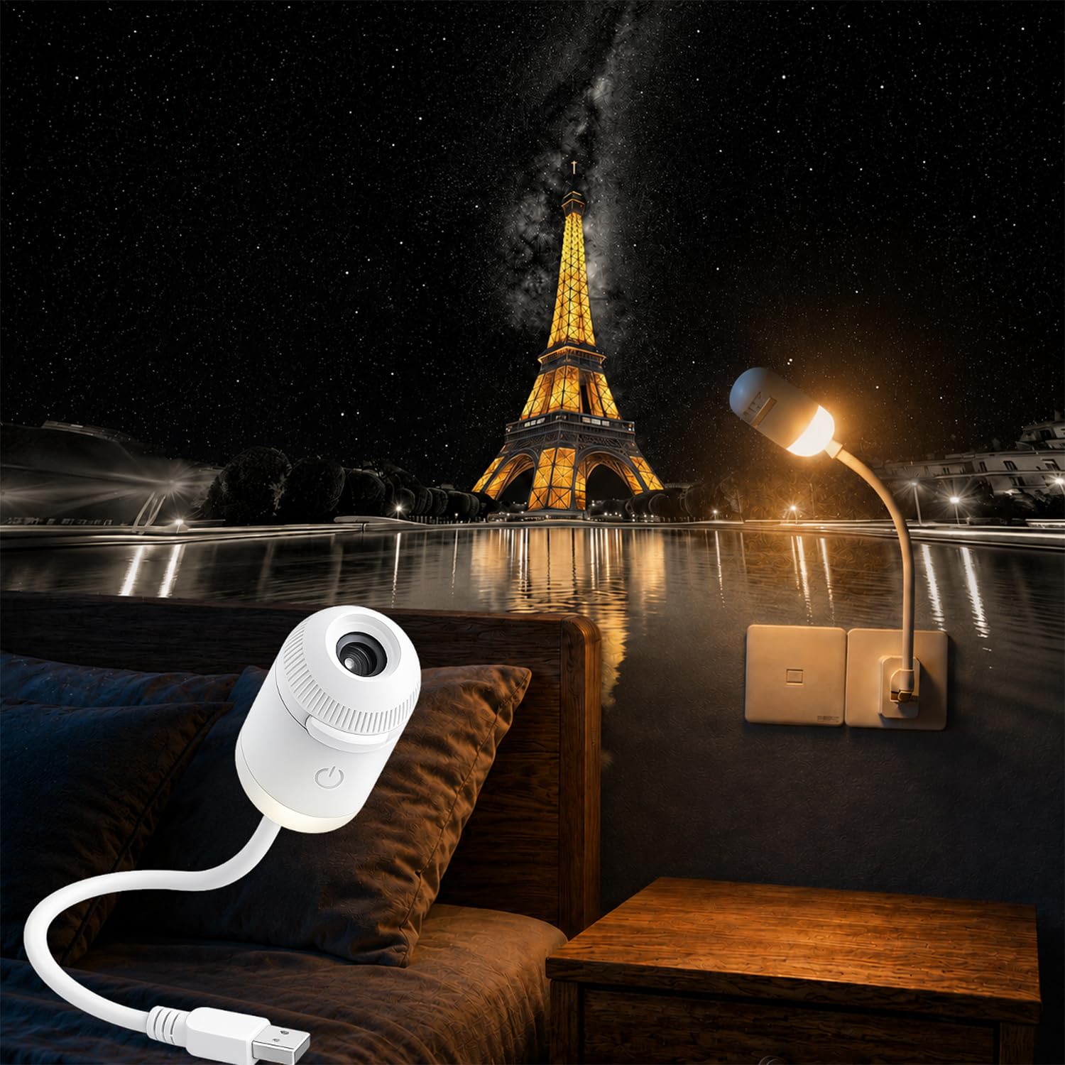 Galaxy Starry Sky Night Light Projector, 2-in-1 Portable with 12 Projection Films, 360° Adjustable Brightness Control Eye‑Caring LED Night Light for Kids Adults Bedroom Home Ceiling Car Decor Gift