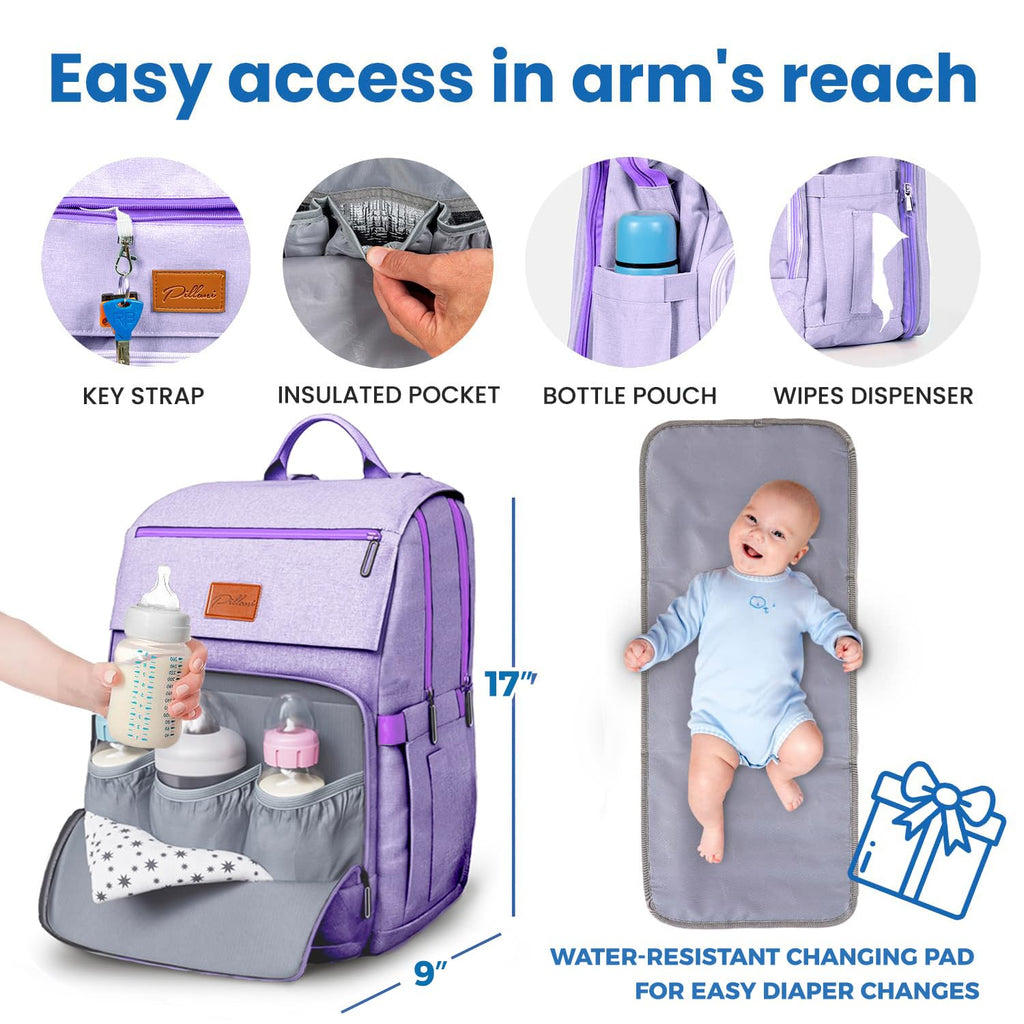 Baby Diaper Bag Backpack - Baby Bag for Girls & Boys, Large Waterproof Diaper Backpack - Baby Shower Gifts for Boys & Registry Must Haves - Travel Diaper Bags with Changing Pad - Newborn Stuff