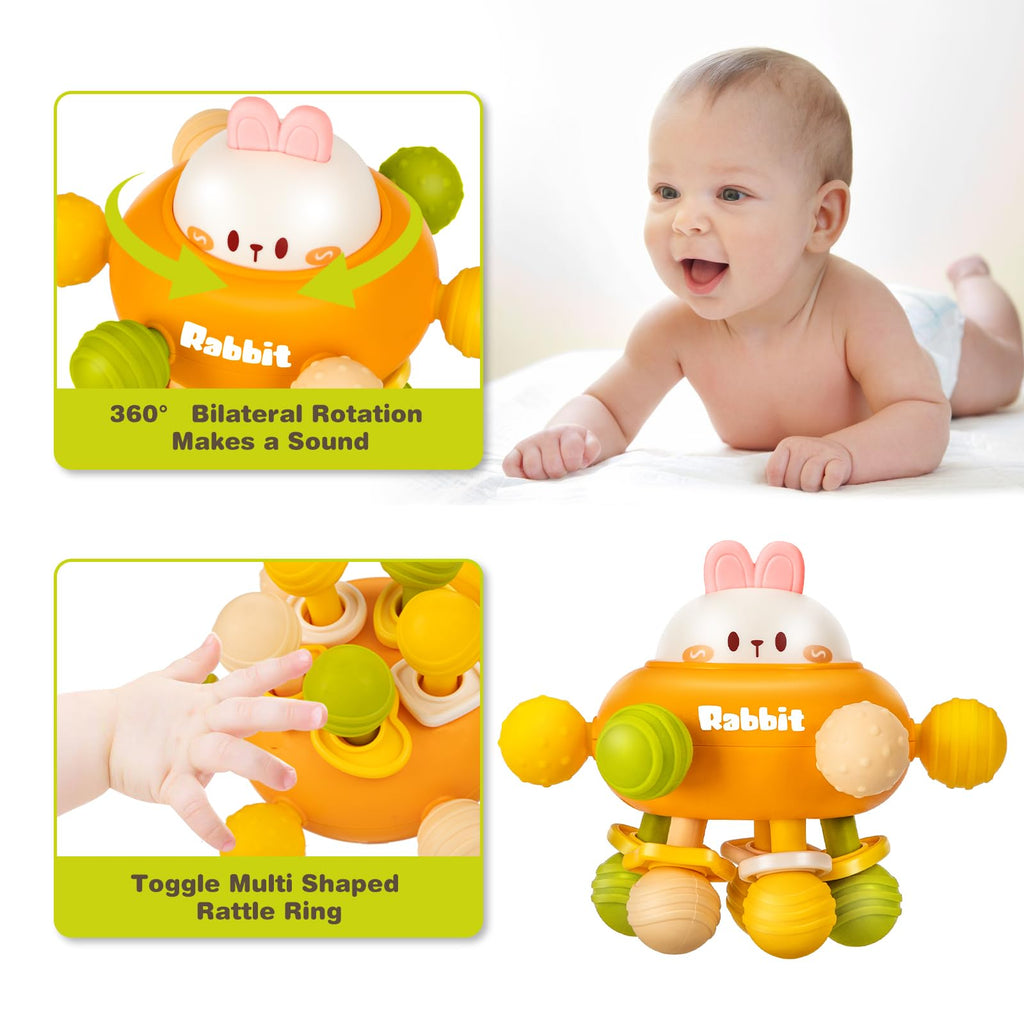 Baby Montessori Sensory Teething Toy 0-6 6-12 Months, Teether Ball & Rattle | 12 Textured Silicone Teething Ball, BPA Free, Easy to Hold, Infant Developmental Toys for 3 6 9 12 Months, Newborn Gifts