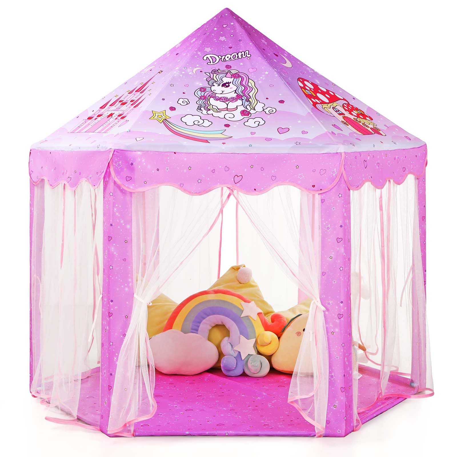 Princess Tent Girls Large Playhouse Kids Castle Play Tent with Star Lights Toy for Children Indoor and Outdoor Games, 55'' x 53'' (DxH)