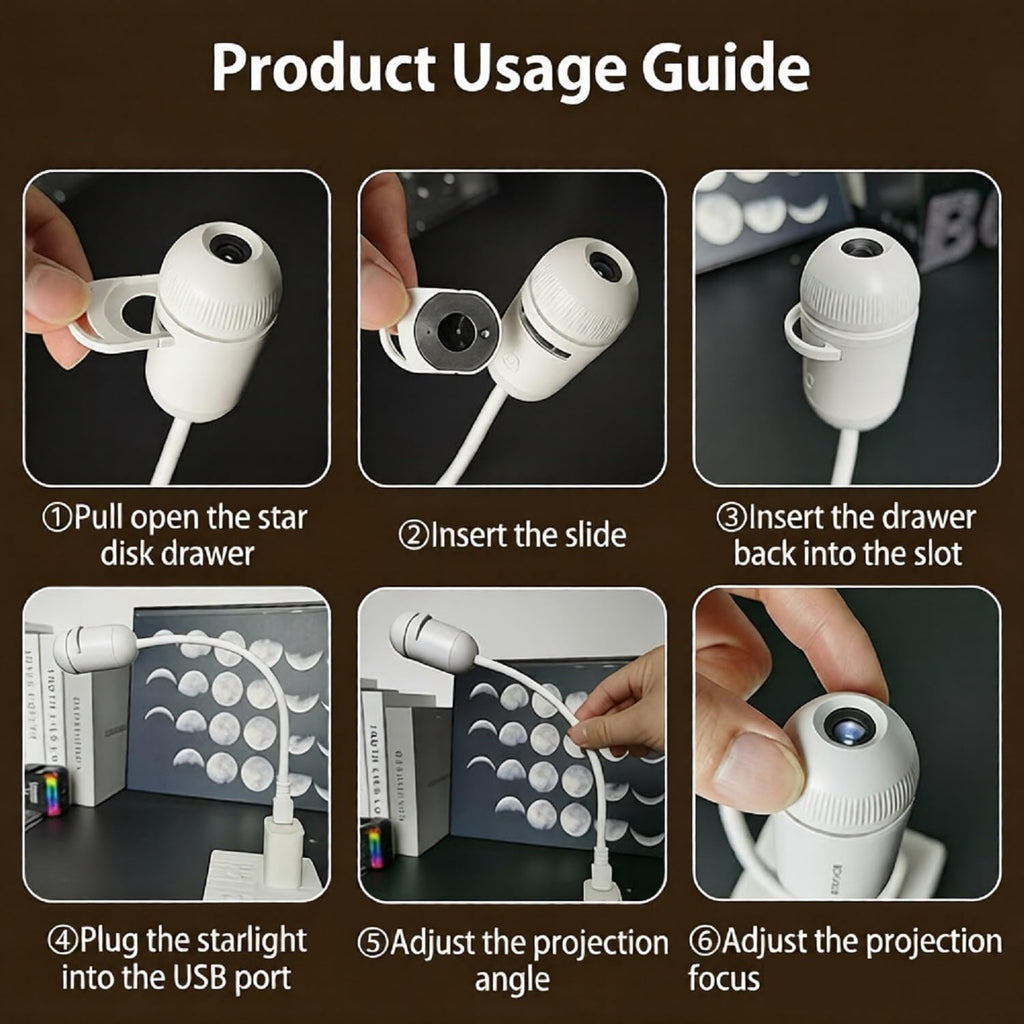 Galaxy Starry Sky Night Light Projector, 2-in-1 Portable with 12 Projection Films, 360° Adjustable Brightness Control Eye‑Caring LED Night Light for Kids Adults Bedroom Home Ceiling Car Decor Gift
