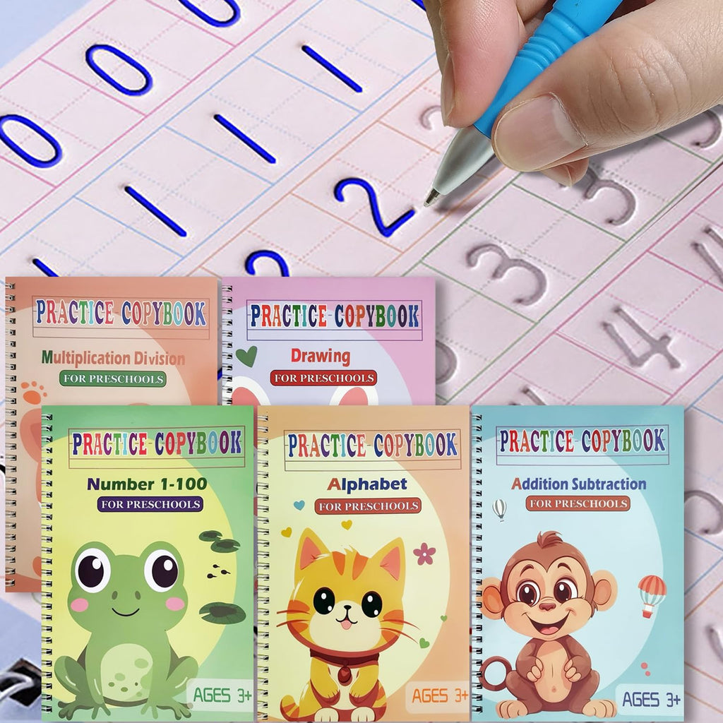 Reusable Grooved Handwriting Workbooks,Magic Copybook,Magic Writing Practice copy books, to help children improve their handwriting ink Practice Age 3-8 ​Calligraphy for kids(Character edition)