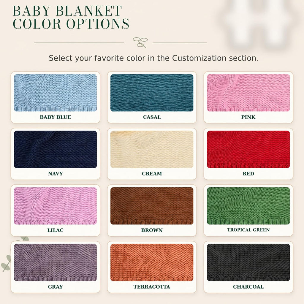 Personalized Baby Blanket with Name, GOTS Organic Custom Baby Blanket | Customized in the USA, 30 x 40 in Soft Lightweight Cotton Knit Receiving Blanket Newborn Baby Gift for Boy and Girl