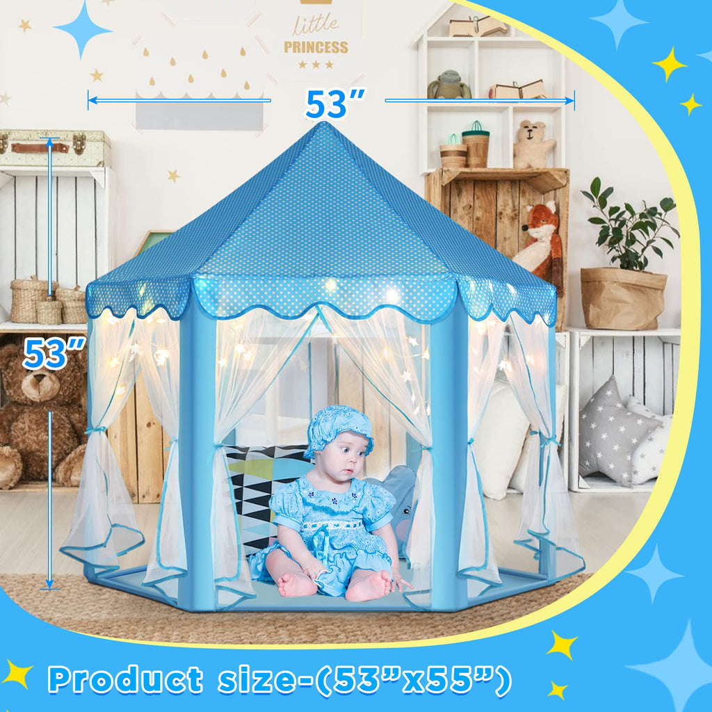 Princess Tent Girls Large Playhouse Kids Castle Play Tent with Star Lights Toy for Children Indoor and Outdoor Games, 55'' x 53'' (DxH)