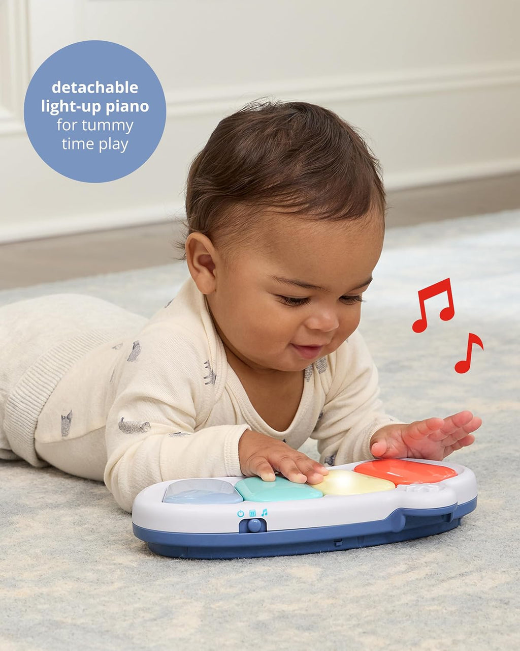 Skip Hop 2-in-1 Baby Activity Center with 20+ Developmental Activities Light-up Musical Piano for Tummy Time Play 4 Clip-on & Moveable Toys and 360-degree Rotating Seat Seascape Age 4m+