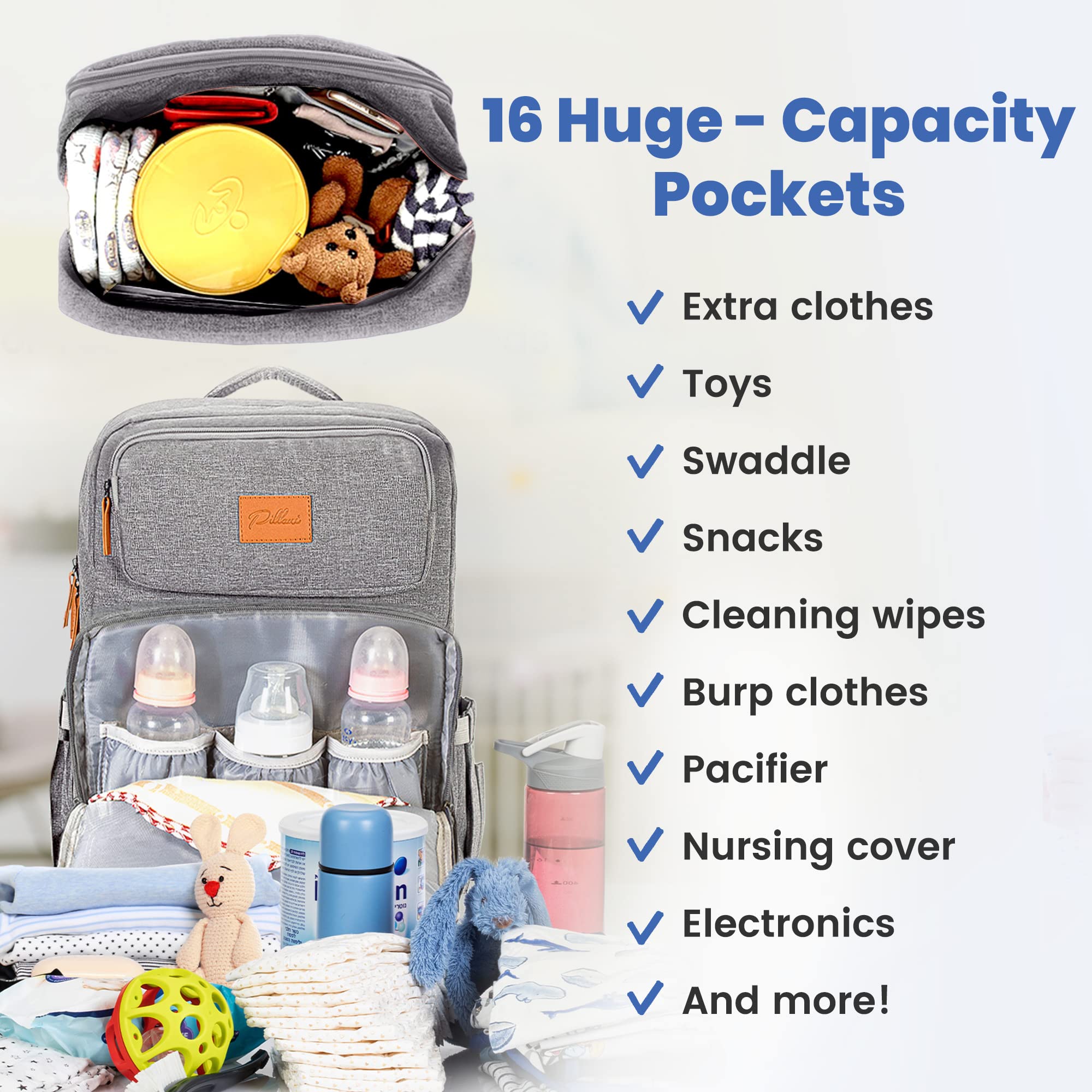 Baby Diaper Bag Backpack - Baby Bag for Girls & Boys, Large Waterproof Diaper Backpack - Baby Shower Gifts for Boys & Registry Must Haves - Travel Diaper Bags with Changing Pad - Newborn Stuff