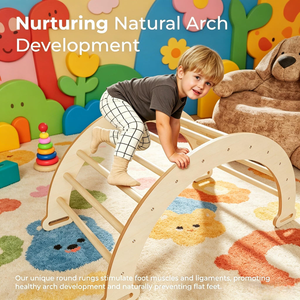Pikler Triangle Set Montessori: Solid Wood Indoor Climbing Gym with Climbing Ramp Arch Slide for Toddlers Kids Home Playground 1-6 Years