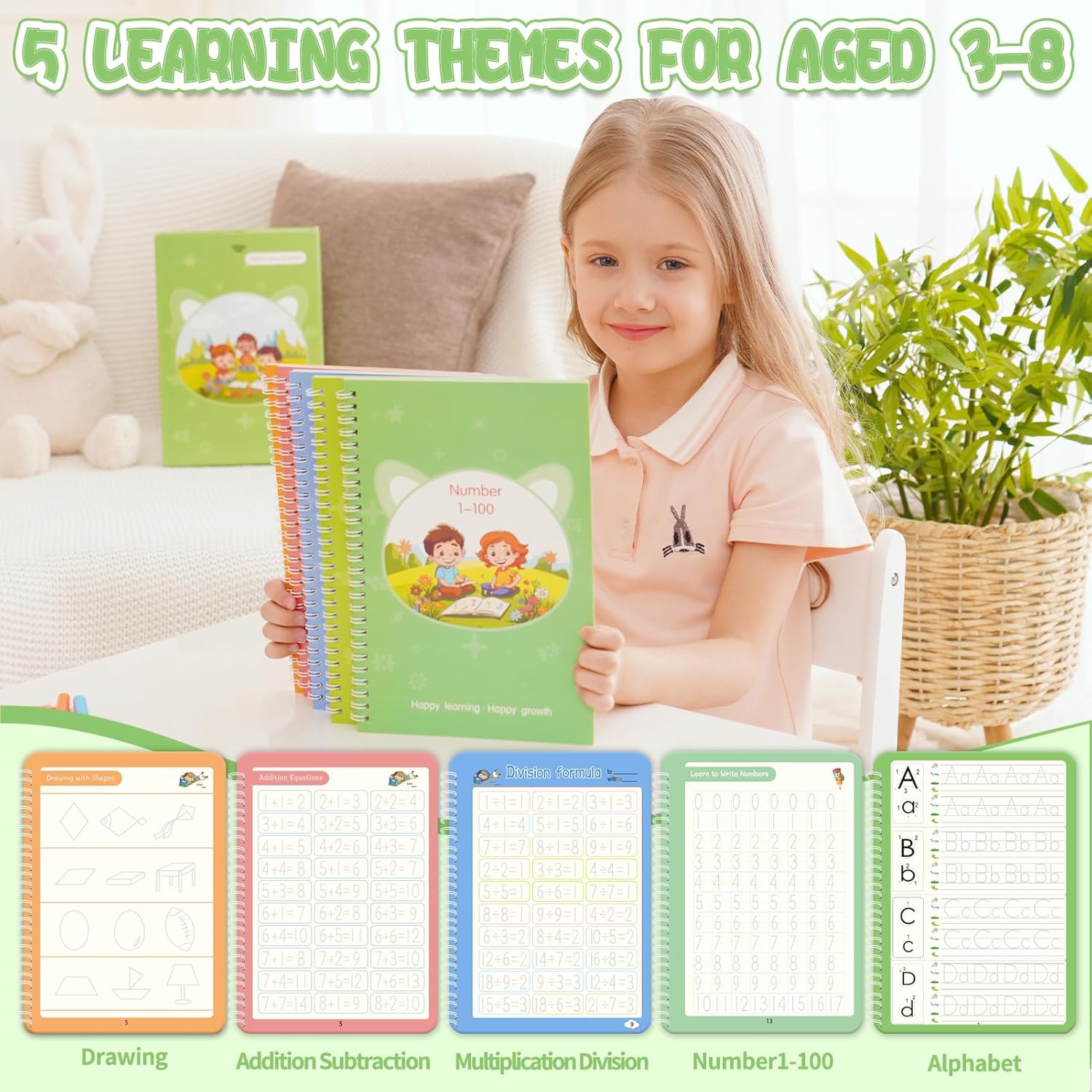 Reusable Grooved Handwriting Workbooks,Magic Copybook,Magic Writing Practice copy books, to help children improve their handwriting ink Practice Age 3-8 ​Calligraphy for kids(Character edition)