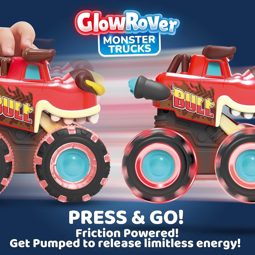 JOYIN 3 Pack Monster Truck Toy - Motion Activated Light Up Cars for Kids - Monster Glow Rover LED Wheels - Kids Boy Toys - Press and Go Dinosaur Trucks for Kids Boy Birthday Gifts