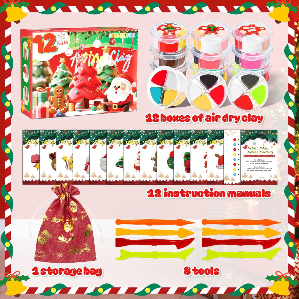 MuseLuxe Air Dry Clay - 32 Colors Modeling Clay Kit with 3 Sculpting Tools | Safe & Non-Toxic,Crafts DIY Magic Gifts Toys for Boys,Girls,Kids