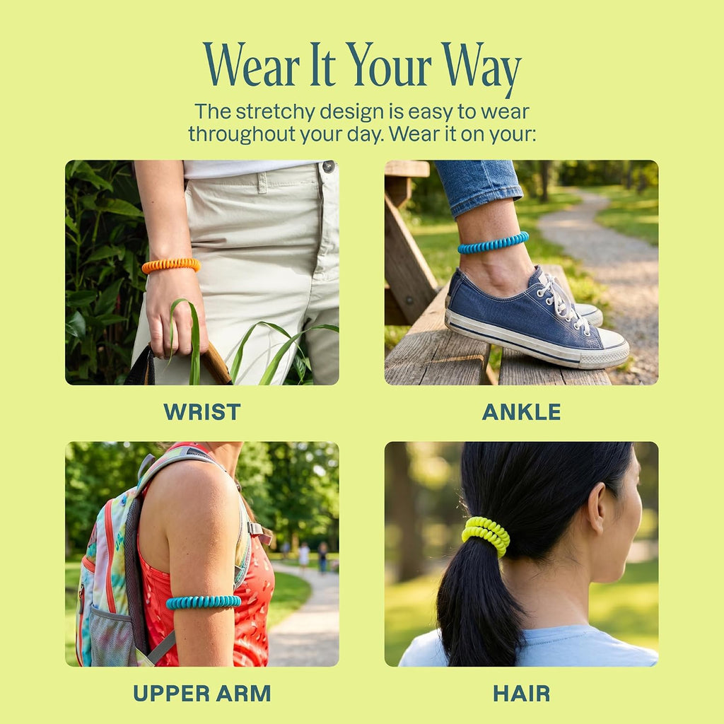 Cliganic 10 Pack Mosquito Repellent Bracelets for Adults & Kids - Natural DEET-Free Bands, Individually Wrapped