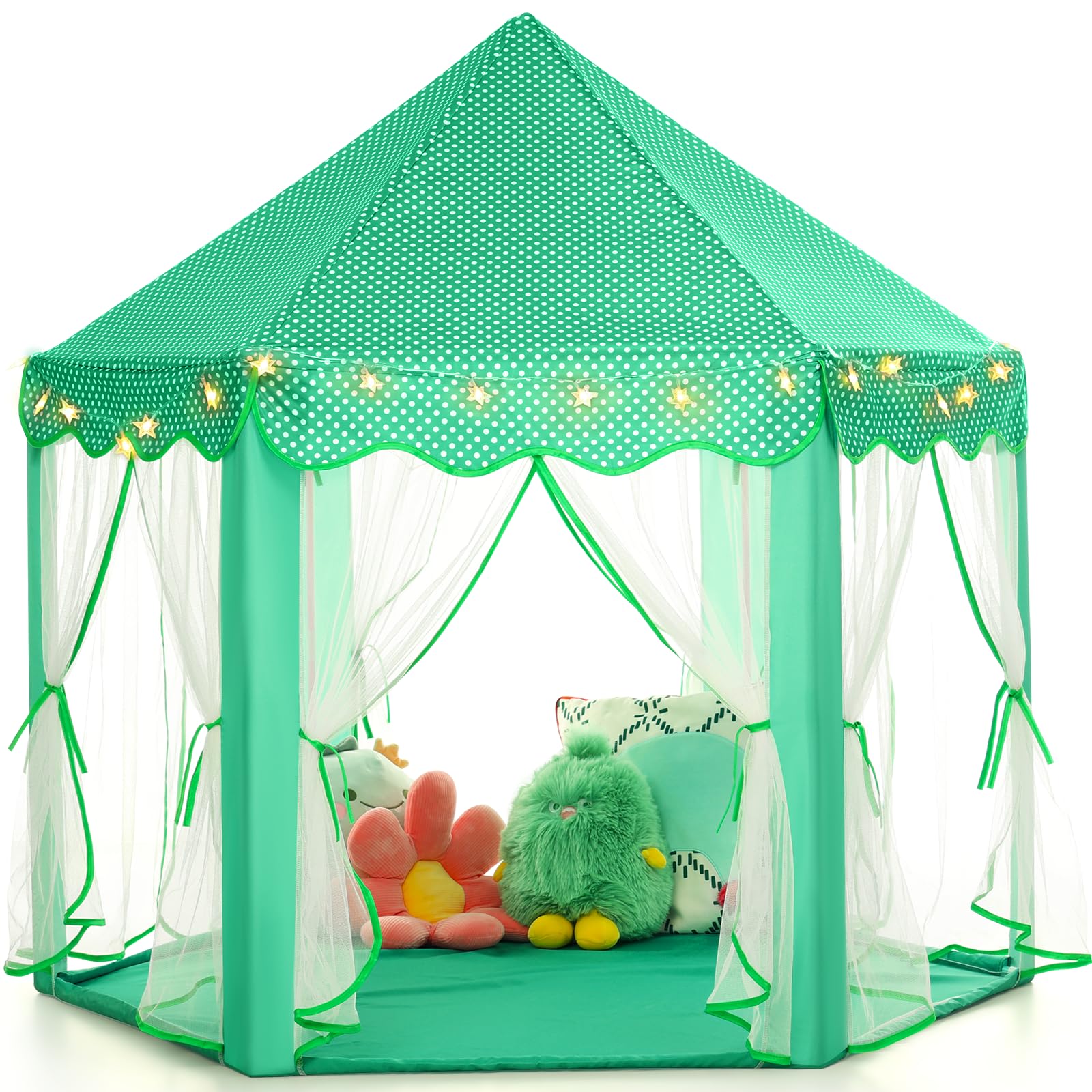Princess Tent Girls Large Playhouse Kids Castle Play Tent with Star Lights Toy for Children Indoor and Outdoor Games, 55'' x 53'' (DxH)