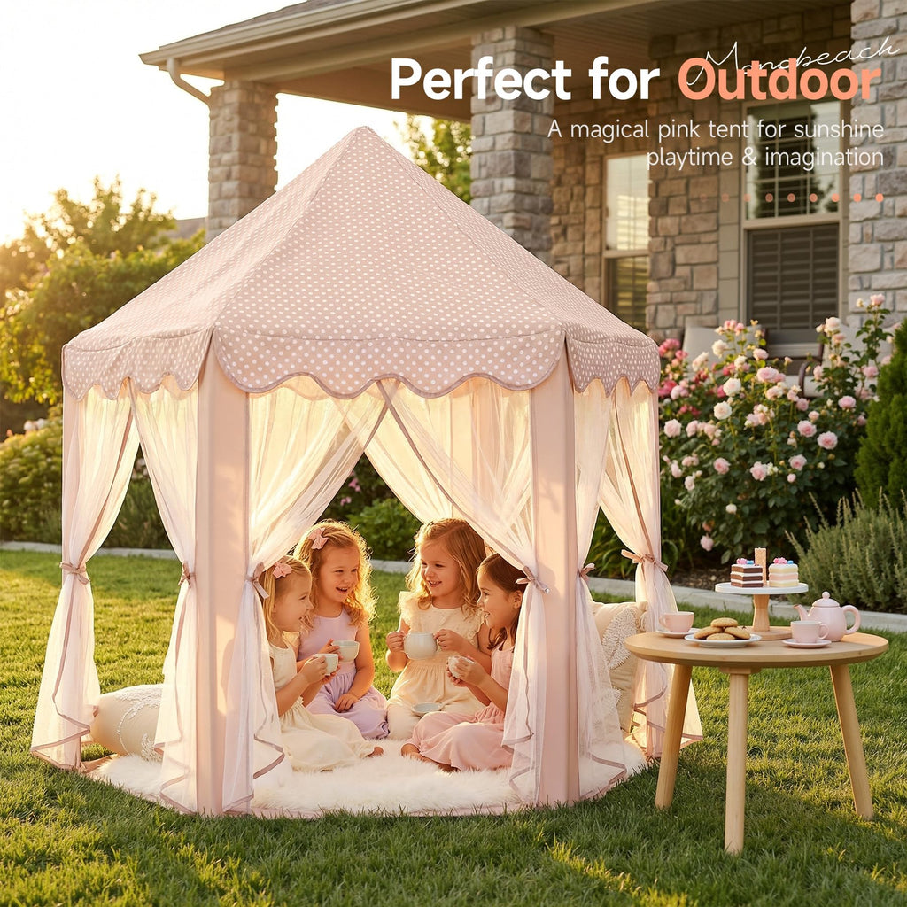 Princess Tent Girls Large Playhouse Kids Castle Play Tent with Star Lights Toy for Children Indoor and Outdoor Games, 55'' x 53'' (DxH)