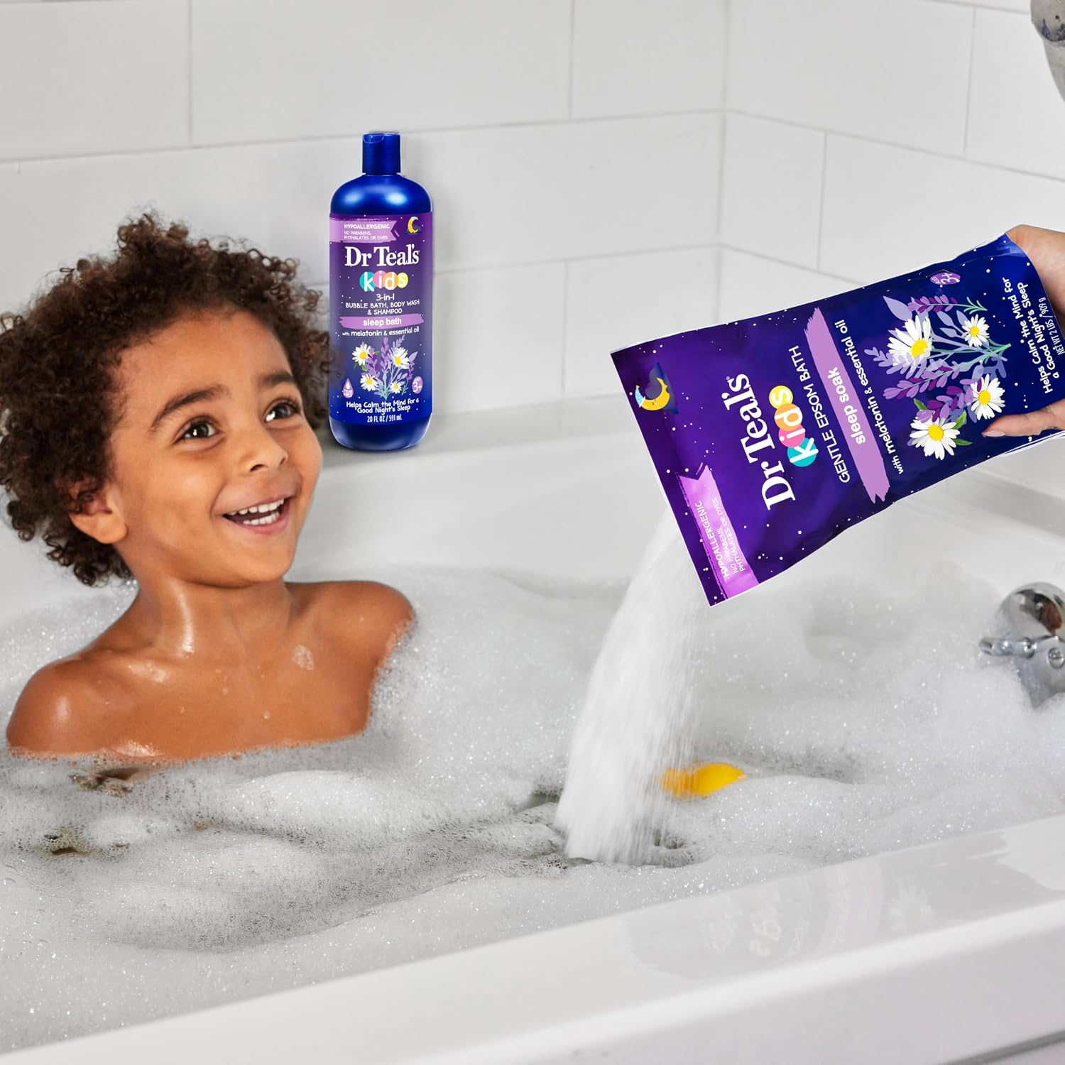 Dr Teal's Kids 3-in-1 Sleep Bubble Bath, Body Wash & Shampoo with Melatonin & Essential Oil, Lavender Scent, 20 fl oz (Pack of 3)