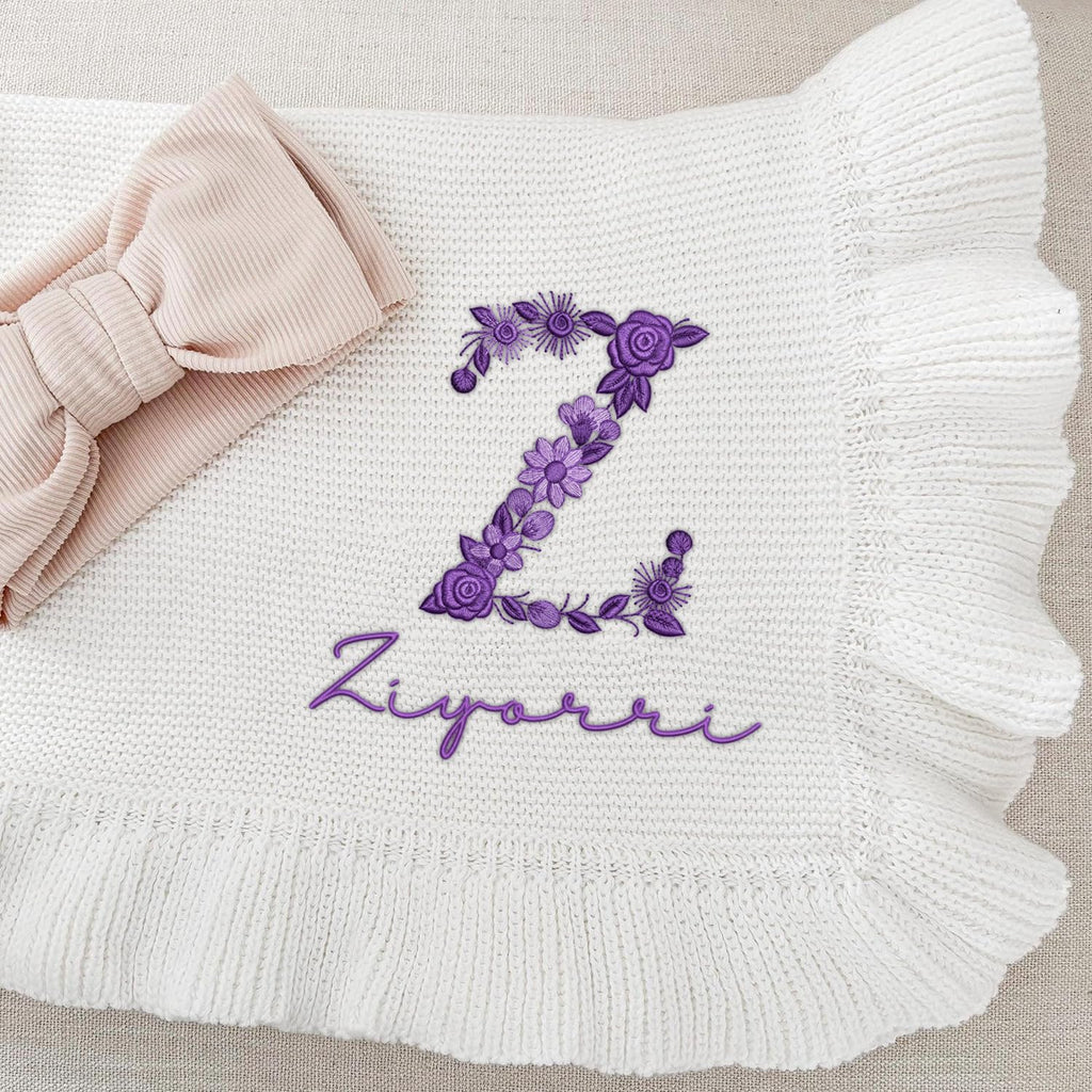 Luxury Personalized Name Baby Blanket, Hand-Embroidered Name Baby Blanket, Soft Breathable Cotton Knit Kids Blankets, Newborn Kid Gift, New Mom Gifts, Newborn Kids Girl & Boy Gift 10