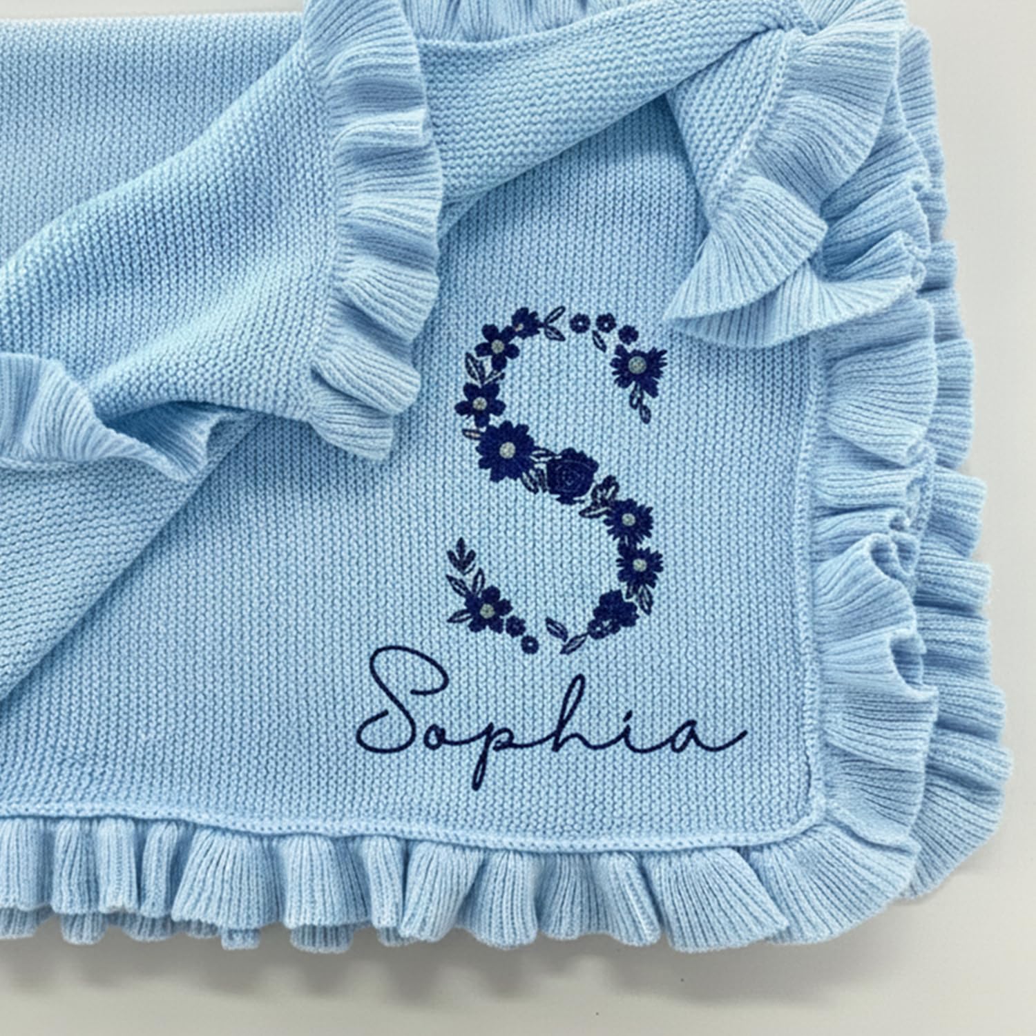Luxury Personalized Name Baby Blanket, Hand-Embroidered Name Baby Blanket, Soft Breathable Cotton Knit Kids Blankets, Newborn Kid Gift, New Mom Gifts, Newborn Kids Girl & Boy Gift 10