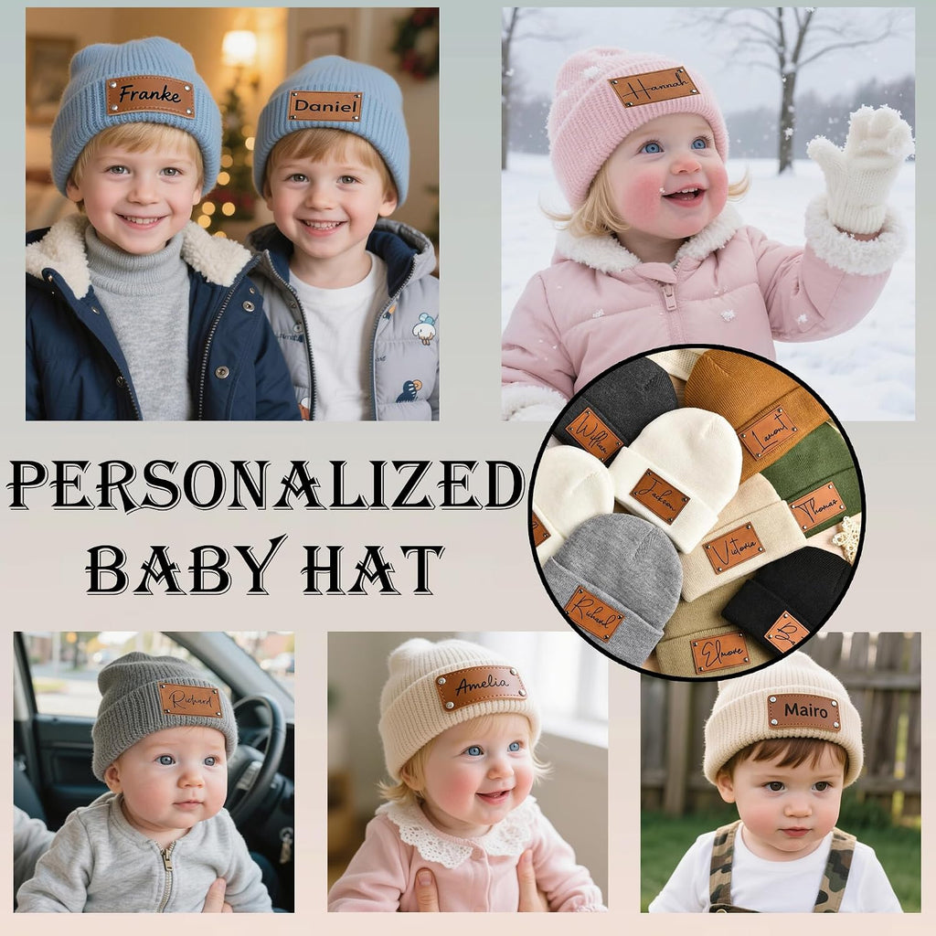 Custom Baby Beanie Hats for Kids,Personalized Toddler Beanies Winter Hat with Name for Baby Boys Girls,Snow Play Knit Warm Beanies Kids,Birthday, Christmas,Newborn
