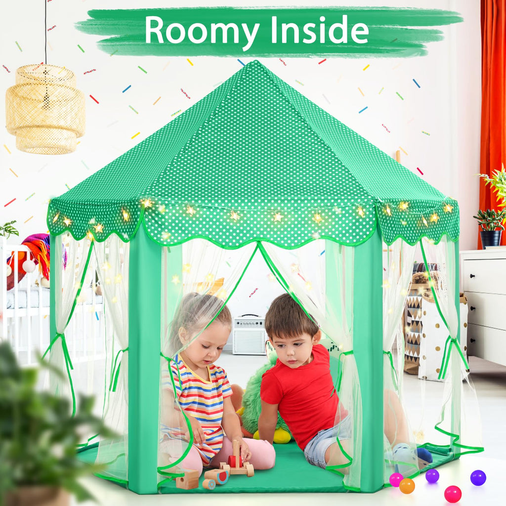 Princess Tent Girls Large Playhouse Kids Castle Play Tent with Star Lights Toy for Children Indoor and Outdoor Games, 55'' x 53'' (DxH)