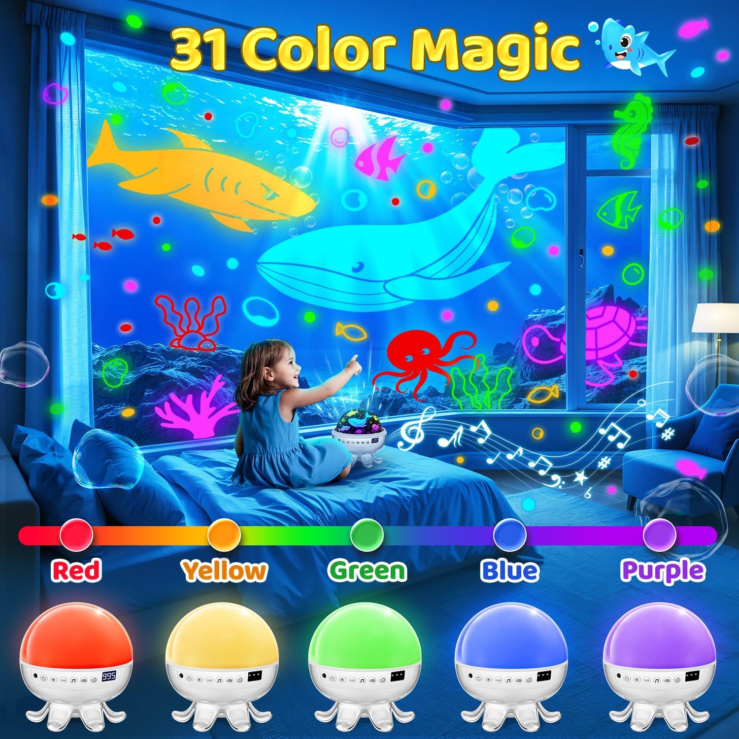 Baby Sound Machine with 30 Soothing Sounds,Night Light Projector with Star | White Noise Machine for Sleep,31 Color&4 Films,Remote,Timer,Dimmable Sensory Light Toys for Autism,Egg Light,Baby&Kids Gifts