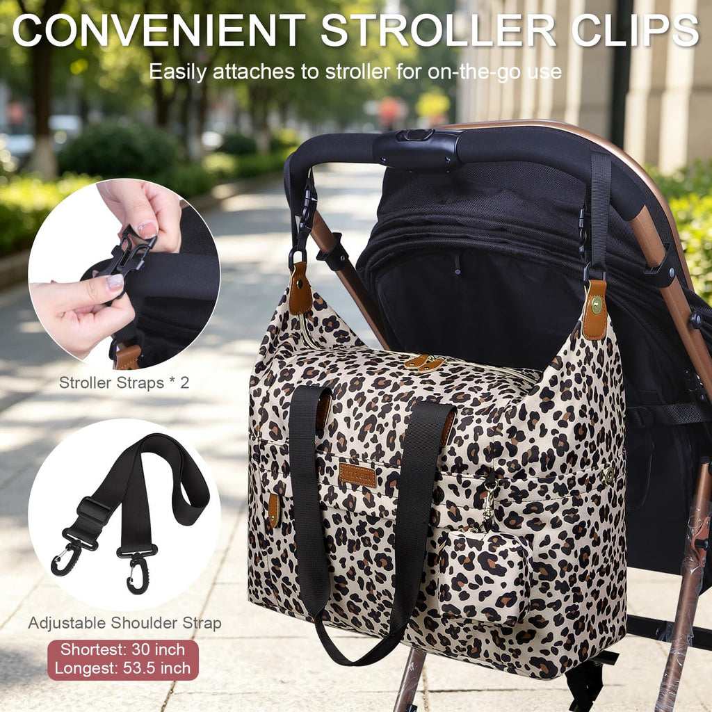 Pritent Diaper Bag Tote Waterproof Maternity Baby Bags with Pacifier Case | M-Black,Removable Shoulder Strap, Stroller Clips,Insulated Pocket,for Mom & Dad, Travel, Maternity, Labor and Delivery
