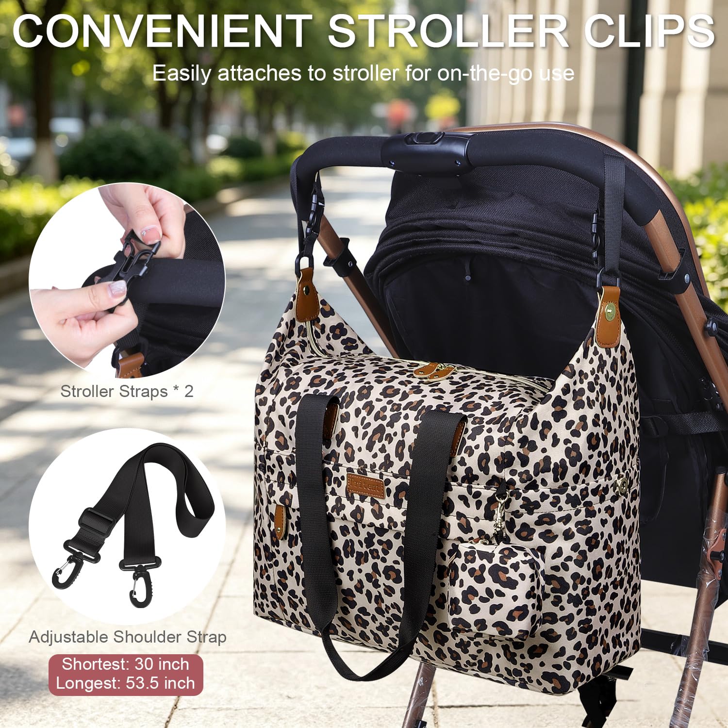 Pritent Diaper Bag Tote Waterproof Maternity Baby Bags with Pacifier Case | M-Black,Removable Shoulder Strap, Stroller Clips,Insulated Pocket,for Mom & Dad, Travel, Maternity, Labor and Delivery