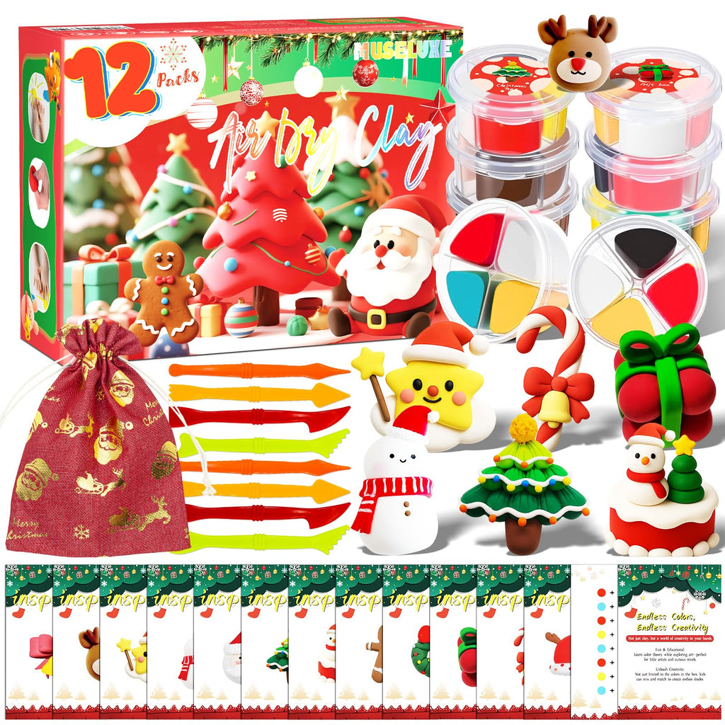 MuseLuxe Air Dry Clay - 32 Colors Modeling Clay Kit with 3 Sculpting Tools | Safe & Non-Toxic,Crafts DIY Magic Gifts Toys for Boys,Girls,Kids