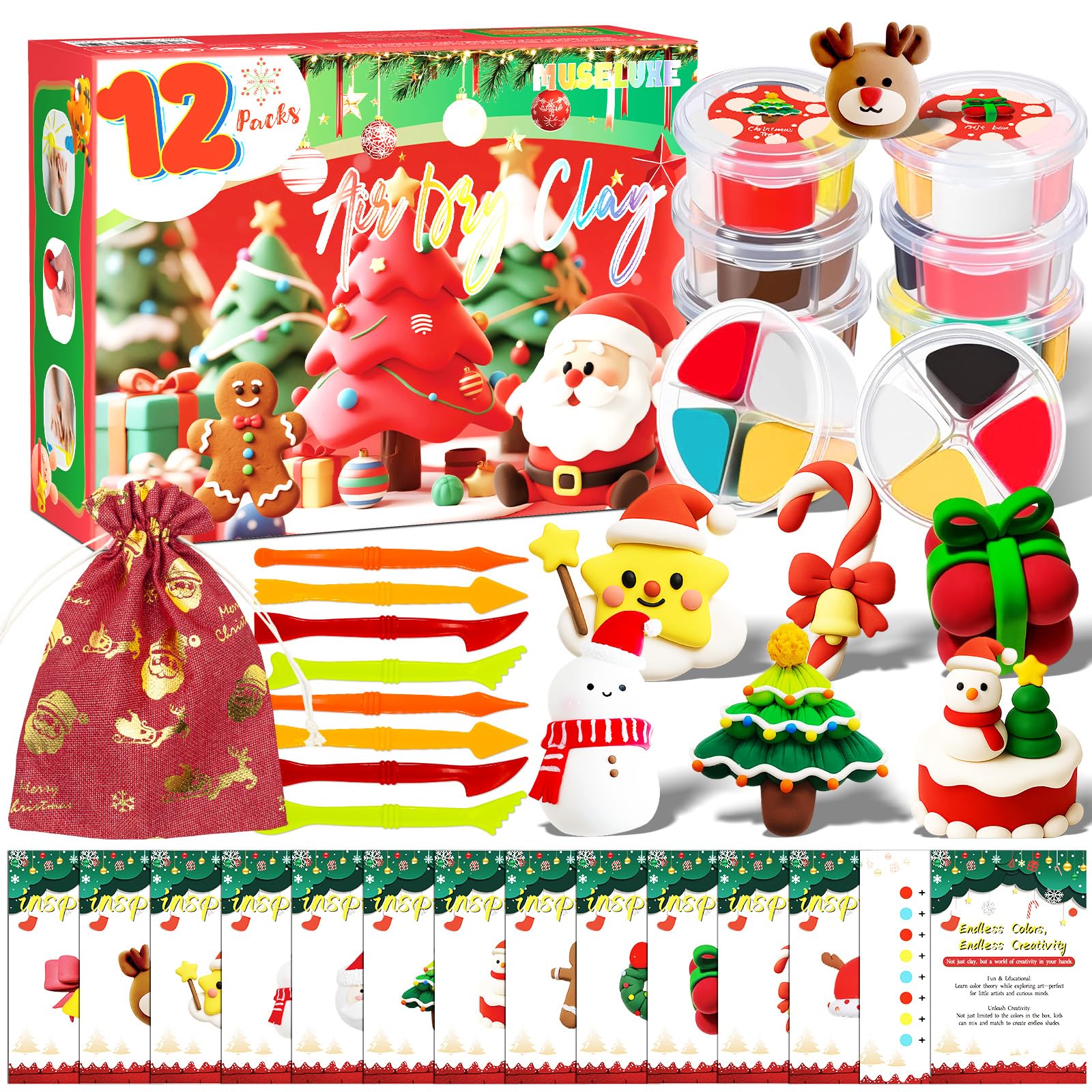 MuseLuxe Air Dry Clay - 32 Colors Modeling Clay Kit with 3 Sculpting Tools | Safe & Non-Toxic,Crafts DIY Magic Gifts Toys for Boys,Girls,Kids
