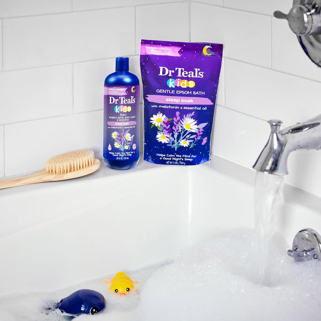 Dr Teal's Kids 3-in-1 Sleep Bubble Bath, Body Wash & Shampoo with Melatonin & Essential Oil, Lavender Scent, 20 fl oz (Pack of 3)