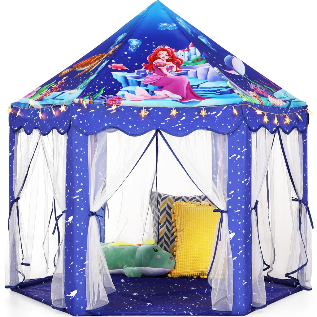Princess Tent Girls Large Playhouse Kids Castle Play Tent with Star Lights Toy for Children Indoor and Outdoor Games, 55'' x 53'' (DxH)
