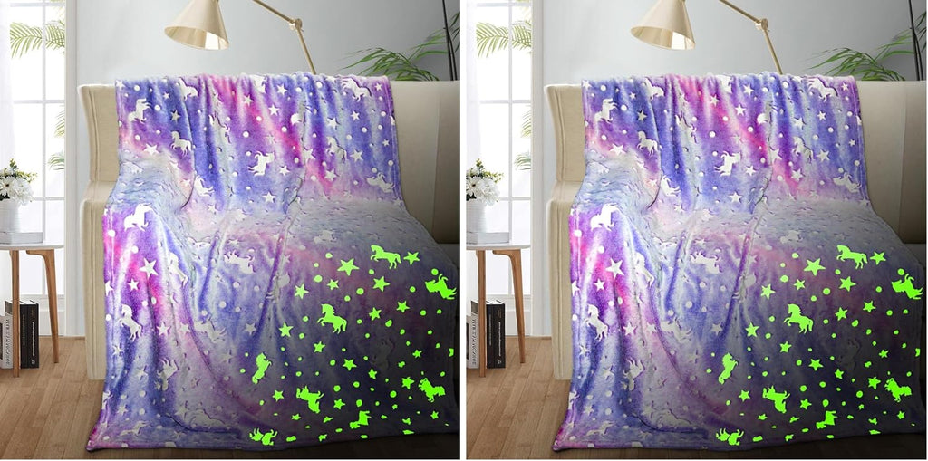 TEHALK Unicorn Glow in The Dark Blanket, Unicorn Blanket for Girls/Kids, Unicorns Gifts for Girls Age 3-12, Toddler Blanket for Kids, Soft Fleece Blanket Throw Birthday Gift 40"x60"