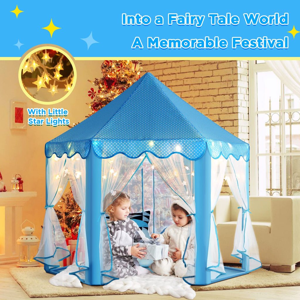 Princess Tent Girls Large Playhouse Kids Castle Play Tent with Star Lights Toy for Children Indoor and Outdoor Games, 55'' x 53'' (DxH)