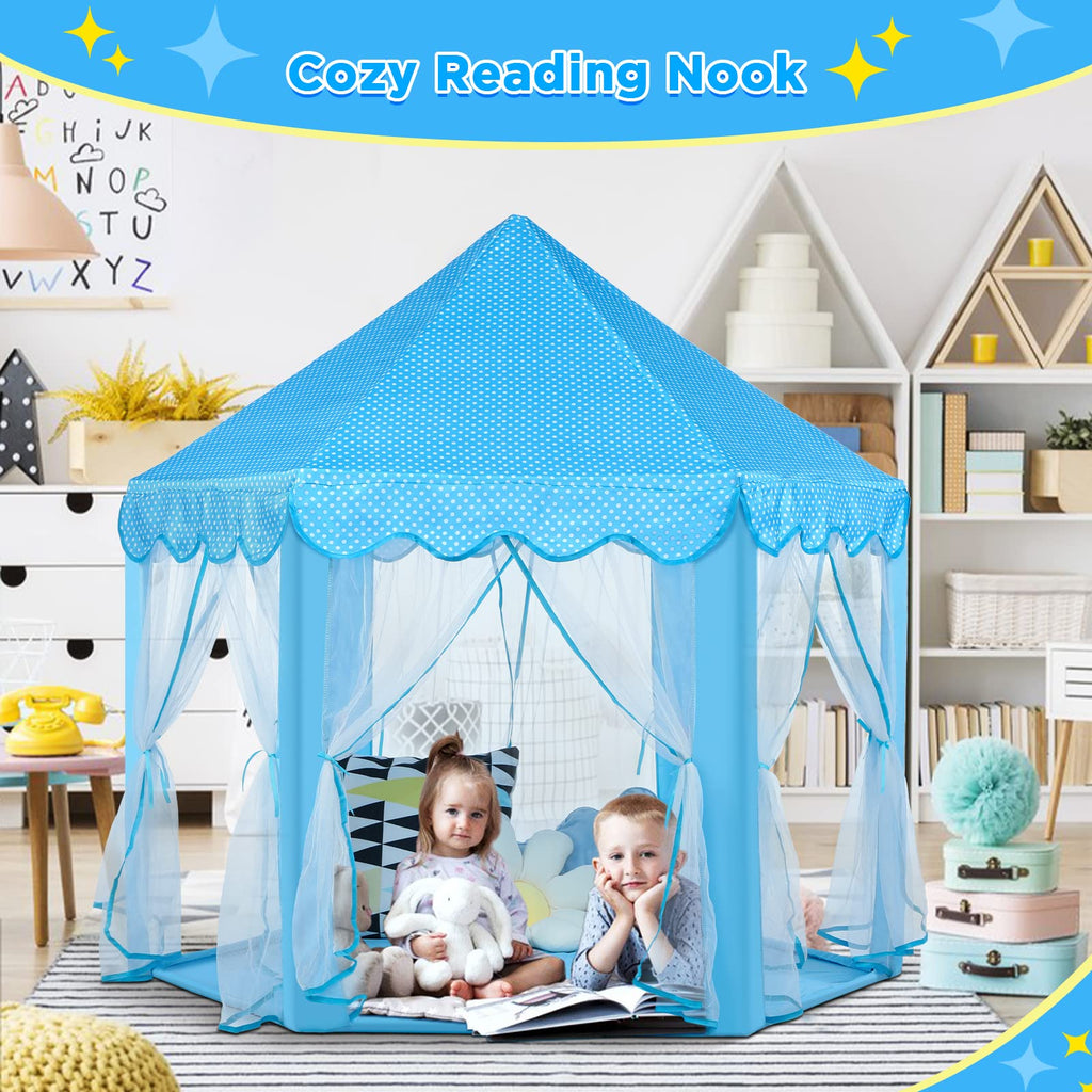 Princess Tent Girls Large Playhouse Kids Castle Play Tent with Star Lights Toy for Children Indoor and Outdoor Games, 55'' x 53'' (DxH)