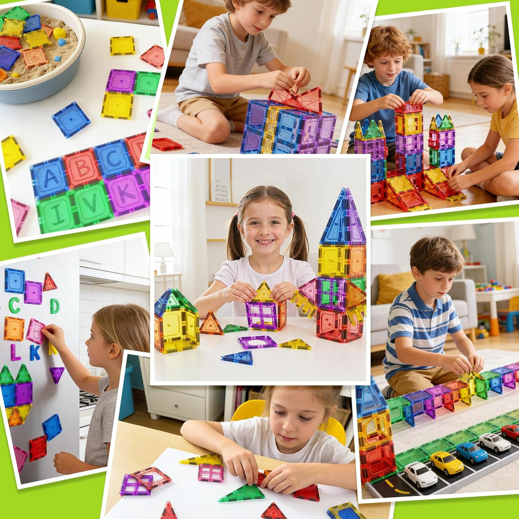 Coodoo Magnetic Tiles Kids Toys STEM Magnet Toy for Toddler Magnetic Blocks Building Preschool Learning Sensory Montessori Toys for 3+ Year Old Boys and Girls, Safe Creativity Toddler Kids Toy 40PCS