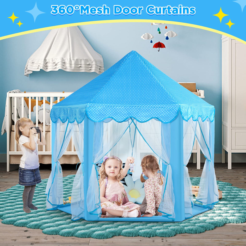 Princess Tent Girls Large Playhouse Kids Castle Play Tent with Star Lights Toy for Children Indoor and Outdoor Games, 55'' x 53'' (DxH)