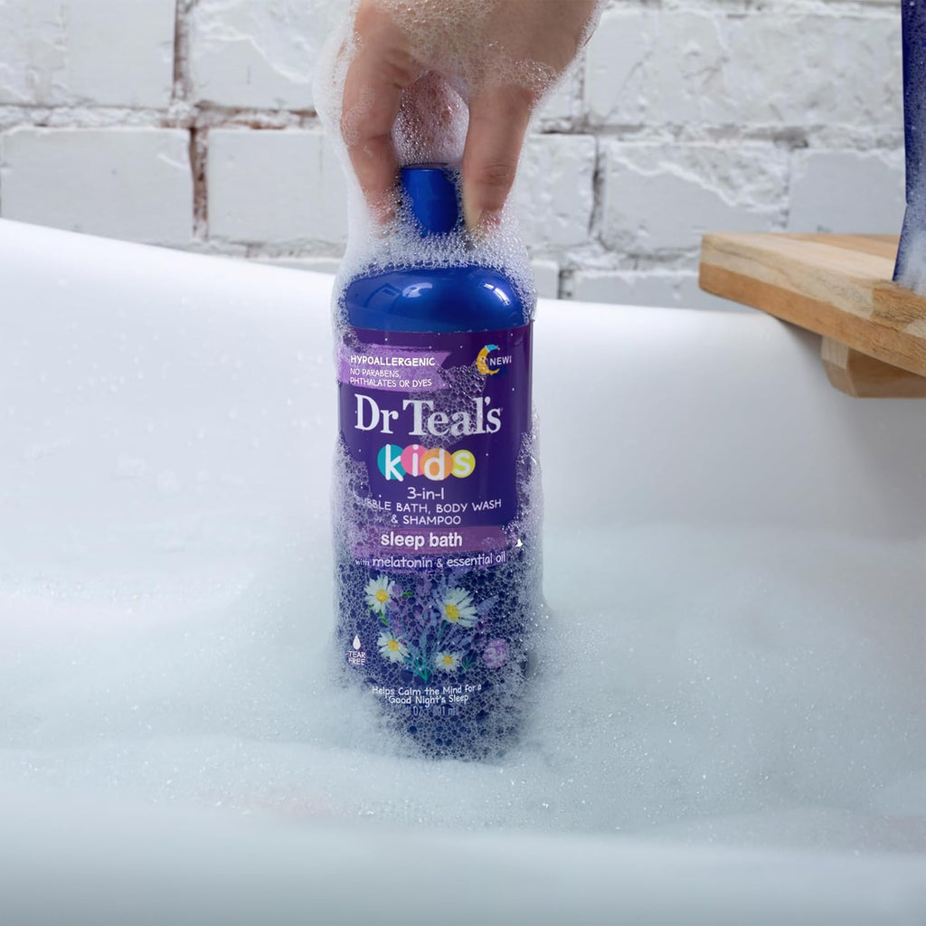 Dr Teal's Kids 3-in-1 Sleep Bubble Bath, Body Wash & Shampoo with Melatonin & Essential Oil, Lavender Scent, 20 fl oz (Pack of 3)