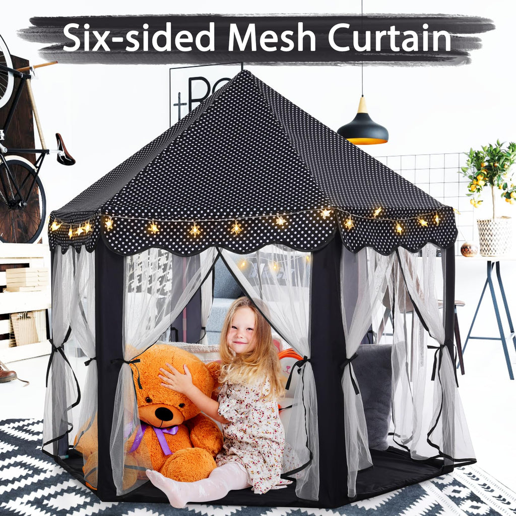 Princess Tent Girls Large Playhouse Kids Castle Play Tent with Star Lights Toy for Children Indoor and Outdoor Games, 55'' x 53'' (DxH)