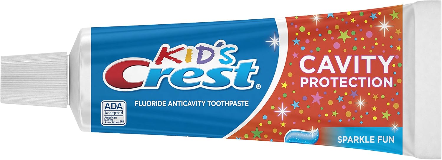 Crest Kid's Cavity Protection Toothpaste, Crest Kids Toothpaste, For Children And Toddlers 2+, Sparkle Fun, 4.6 Oz (Pack of 3), Toothpaste For Kids, Packaging may vary