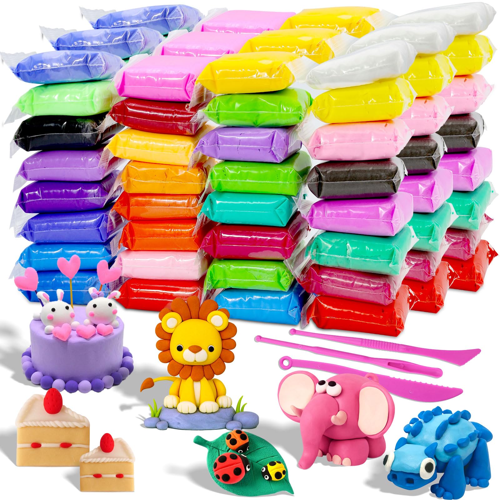 MuseLuxe Air Dry Clay - 32 Colors Modeling Clay Kit with 3 Sculpting Tools | Safe & Non-Toxic,Crafts DIY Magic Gifts Toys for Boys,Girls,Kids