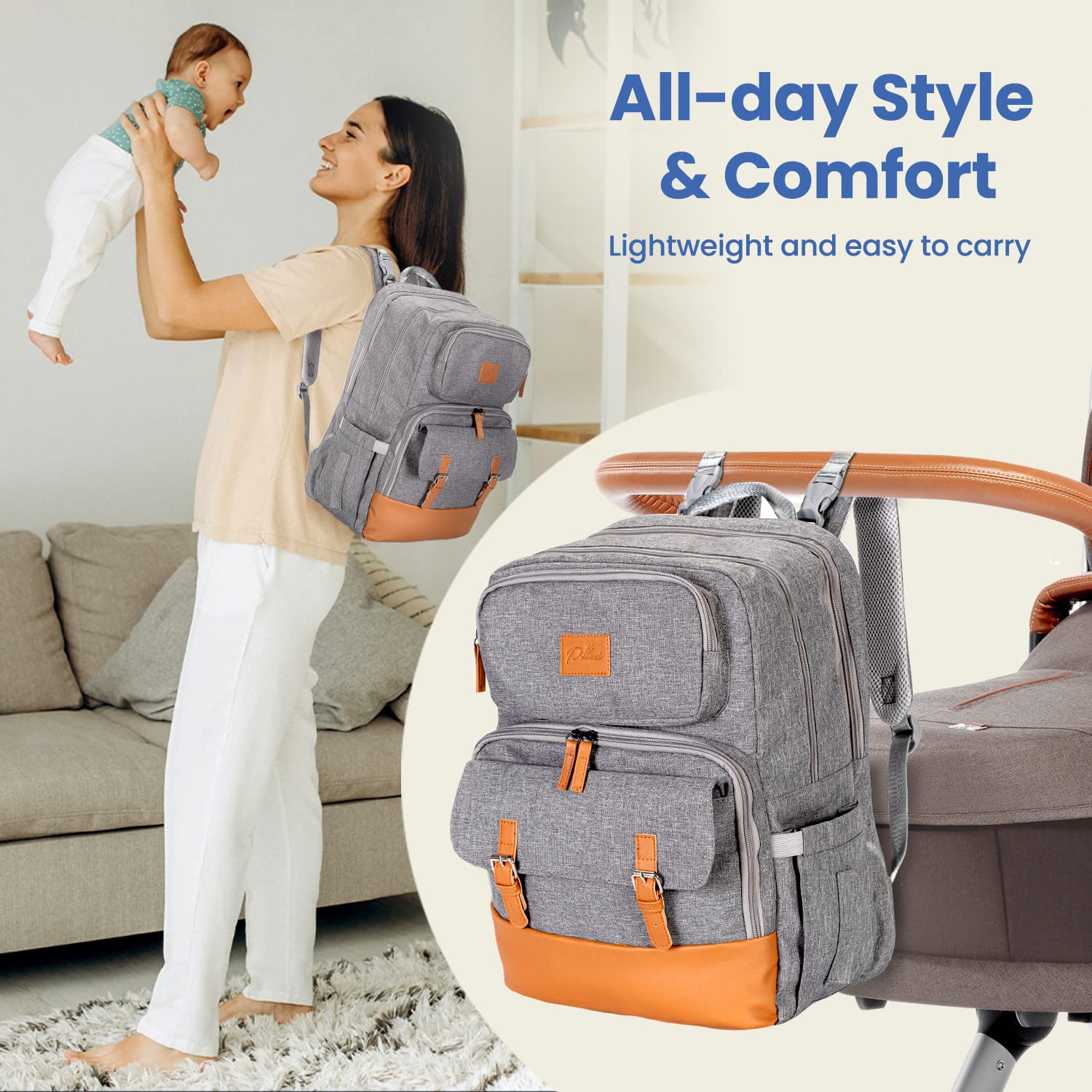 Baby Diaper Bag Backpack - Baby Bag for Girls & Boys, Large Waterproof Diaper Backpack - Baby Shower Gifts for Boys & Registry Must Haves - Travel Diaper Bags with Changing Pad - Newborn Stuff