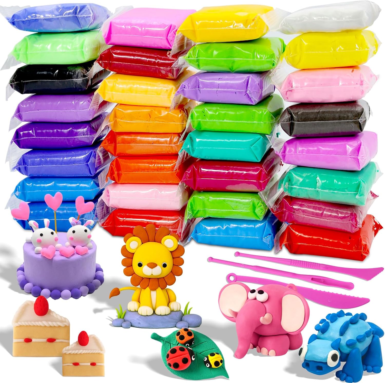 MuseLuxe Air Dry Clay - 32 Colors Modeling Clay Kit with 3 Sculpting Tools | Safe & Non-Toxic,Crafts DIY Magic Gifts Toys for Boys,Girls,Kids