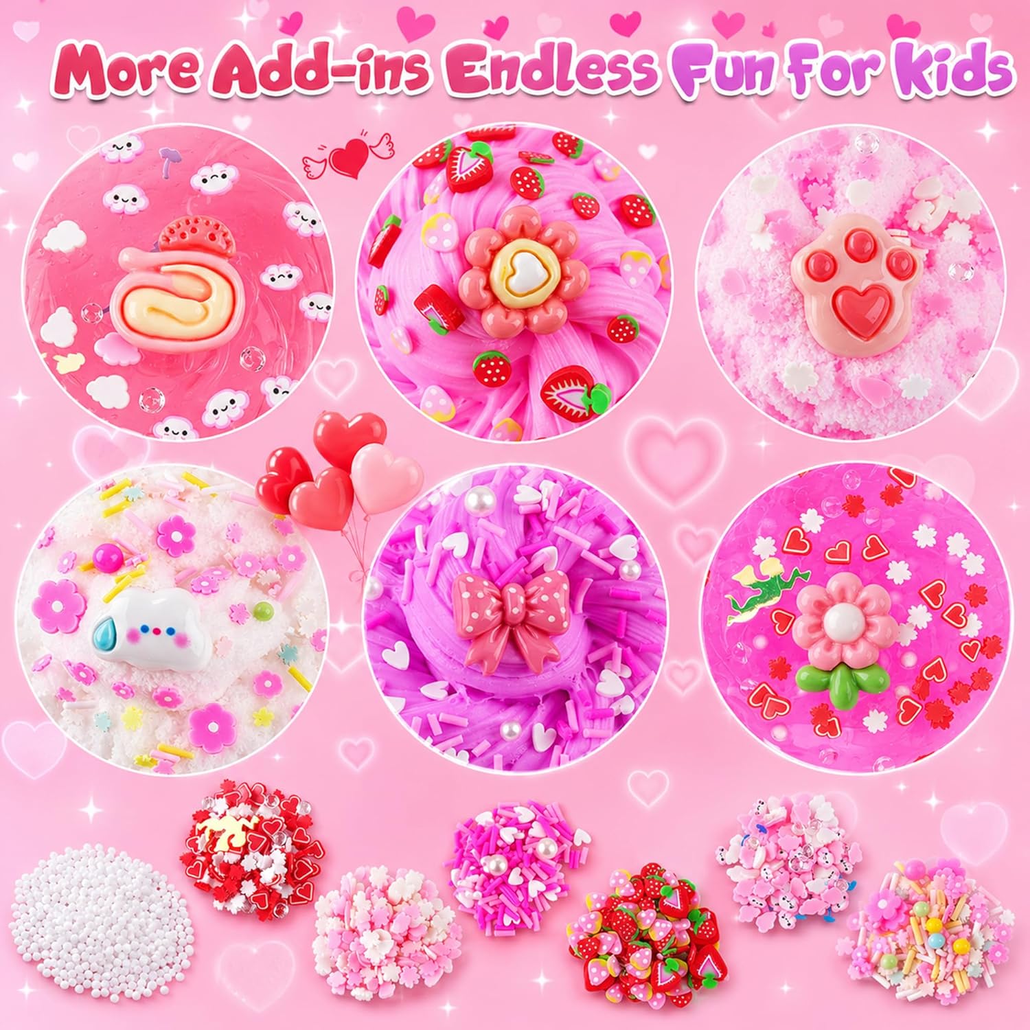6-Pack Pink Slime Kit for Girls, Cloud Butter Squishy Birthday Gift Set