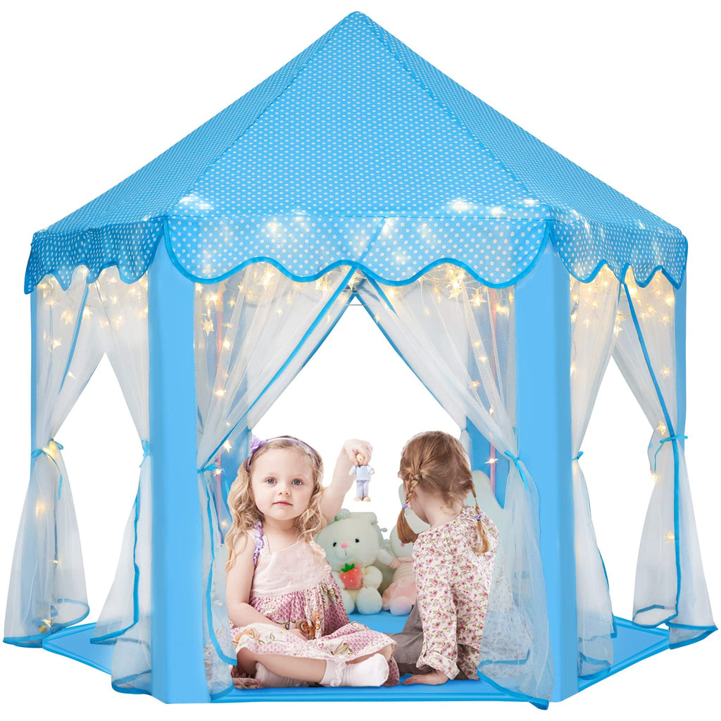 Princess Tent Girls Large Playhouse Kids Castle Play Tent with Star Lights Toy for Children Indoor and Outdoor Games, 55'' x 53'' (DxH)