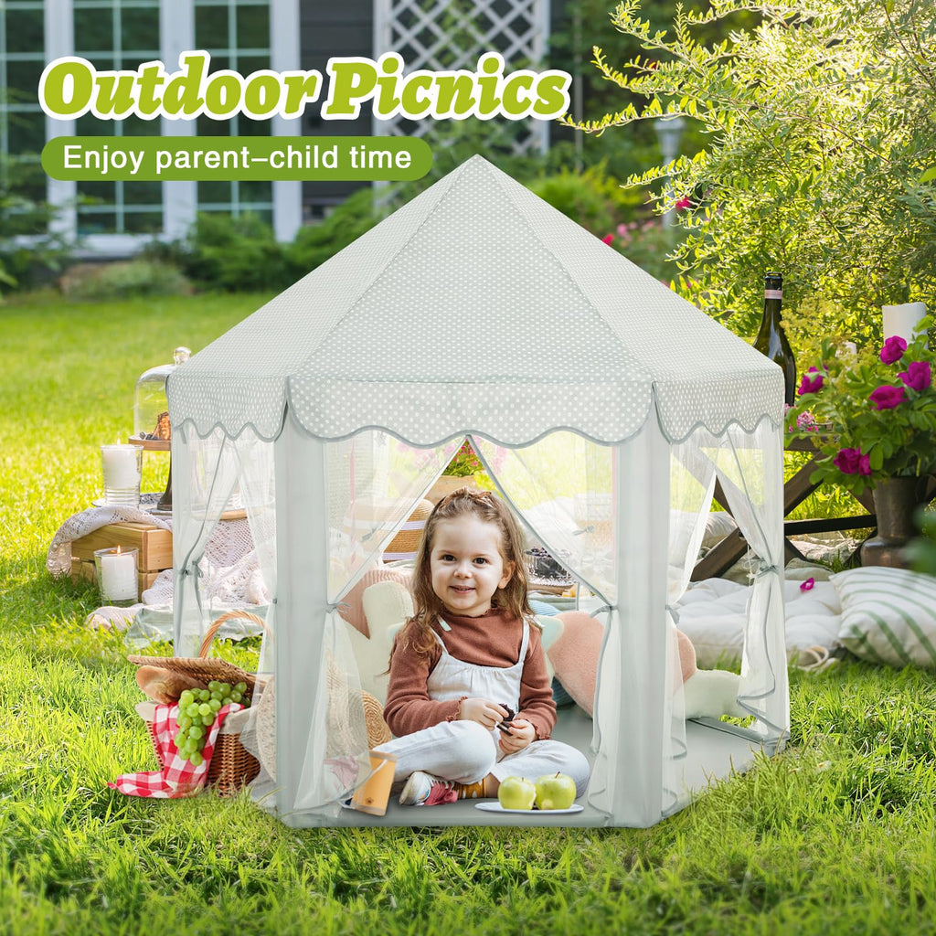 Princess Tent Girls Large Playhouse Kids Castle Play Tent with Star Lights Toy for Children Indoor and Outdoor Games, 55'' x 53'' (DxH)