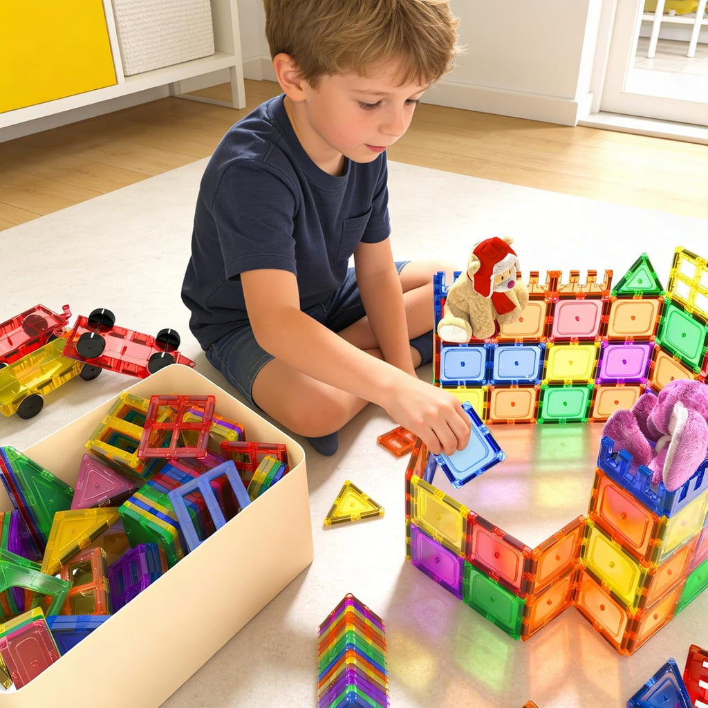 Coodoo Magnetic Tiles Kids Toys STEM Magnet Toy for Toddler Magnetic Blocks Building Preschool Learning Sensory Montessori Toys for 3+ Year Old Boys and Girls, Safe Creativity Toddler Kids Toy 40PCS