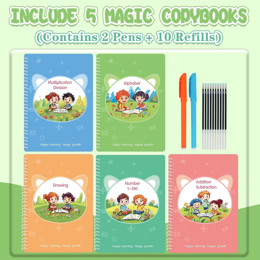 Reusable Grooved Handwriting Workbooks,Magic Copybook,Magic Writing Practice copy books, to help children improve their handwriting ink Practice Age 3-8 ​Calligraphy for kids(Character edition)